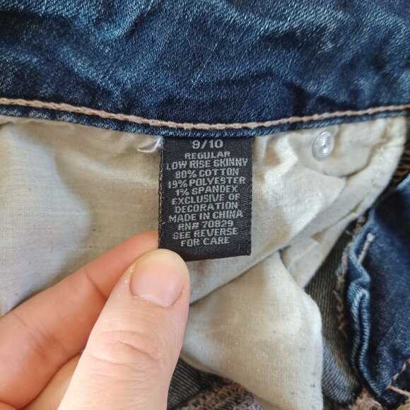 Twentyone Black Rue 21 Blue Jeans Straight Leg Dark Wash Embellished Size 9/10 - Picture 13 of 16